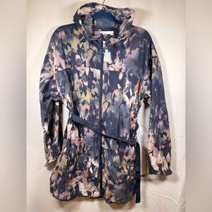 Columbia Belted Hooded Windbreaker Jacket Gorpcore Abstract Print Size L